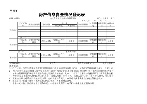 房产信息自查登记表