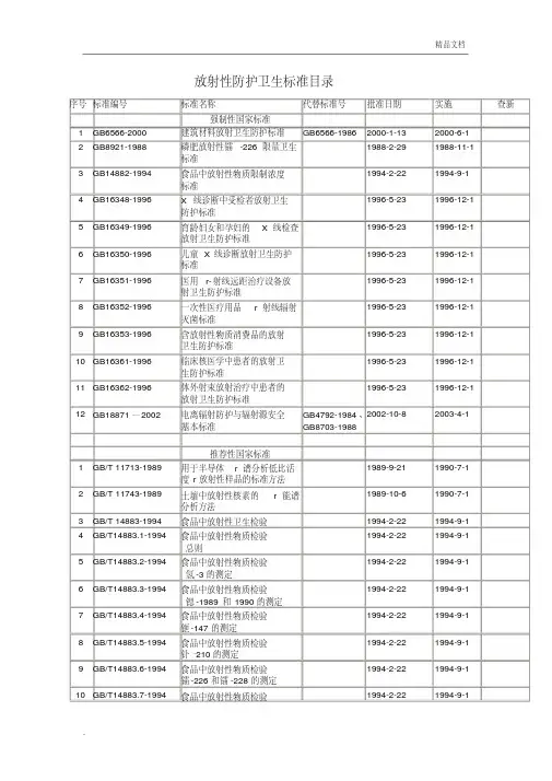 放射性标准目录
