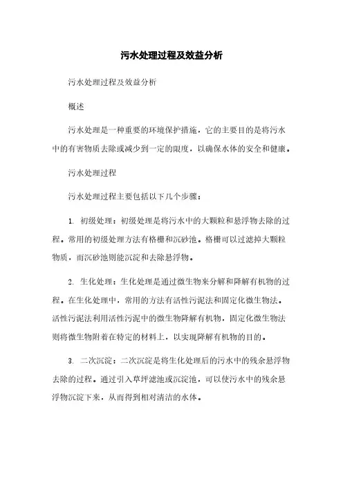 污水处理过程及效益分析