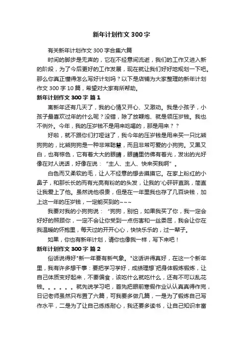 新年计划作文300字