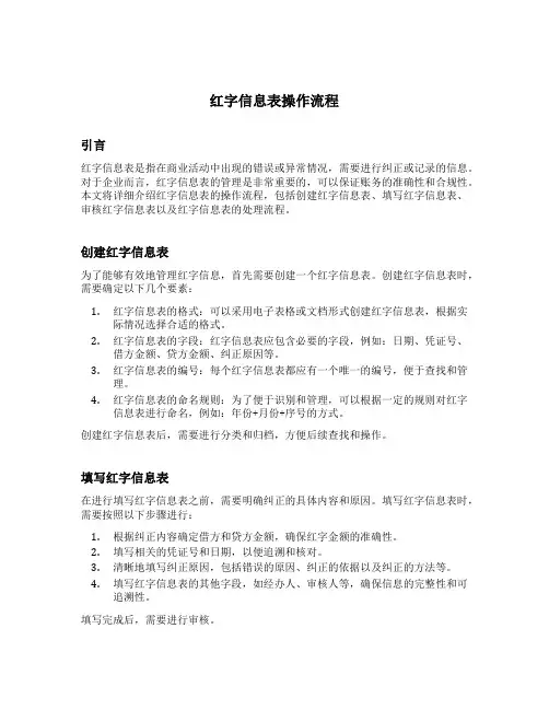 红字信息表操作流程