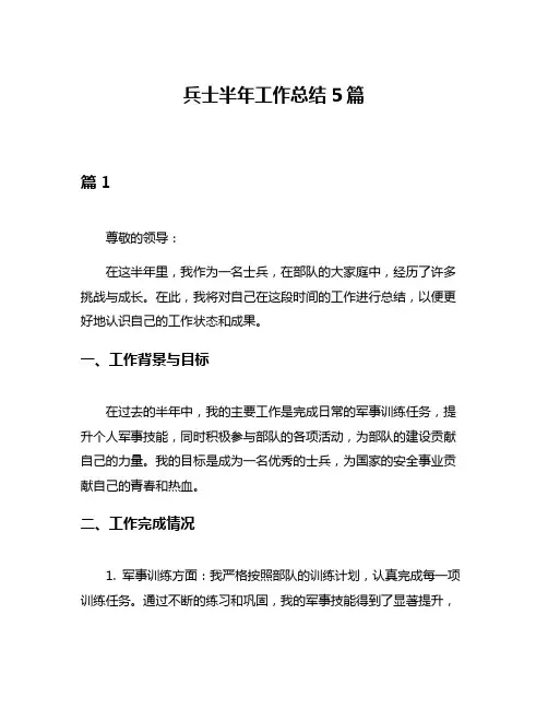 兵士半年工作总结5篇