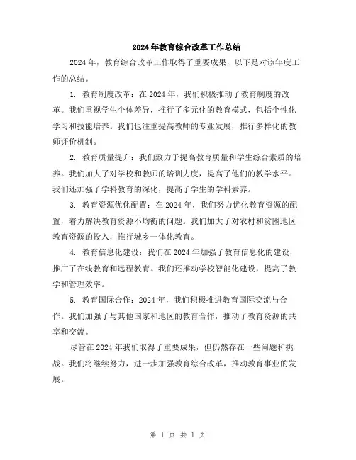 2024年教育综合改革工作总结