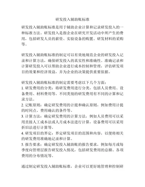 研发投入辅助账标准