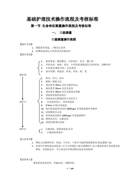 50项基础护理技术操作流程及考核标准