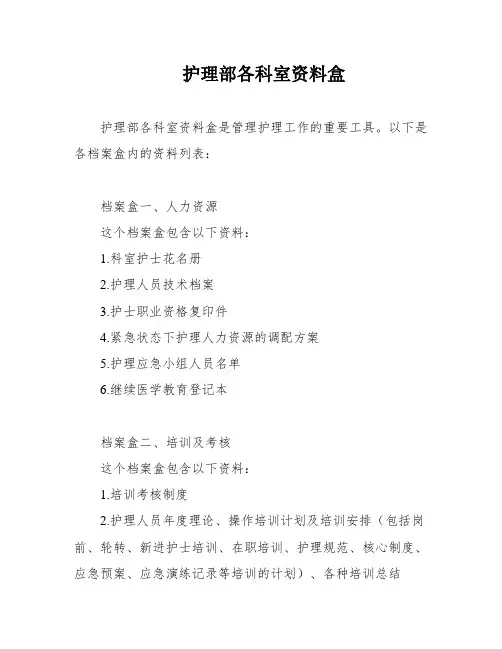 护理部各科室资料盒