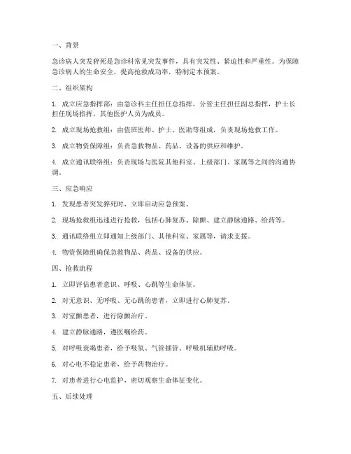急诊病人突发猝死应急预案