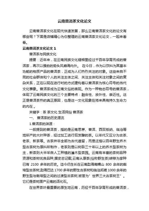 云南普洱茶文化论文