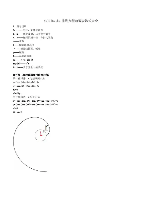 SolidWorks曲线方程函数表达式大全
