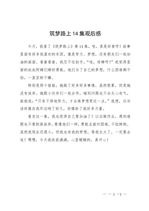 筑梦路上14集观后感