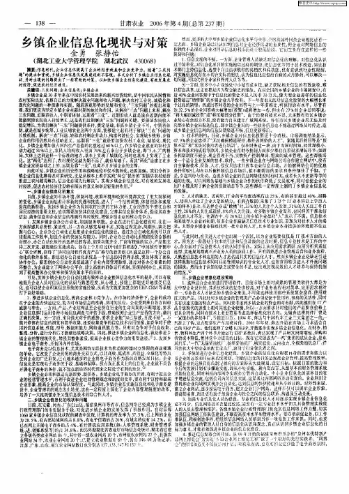 乡镇企业信息化现状与对策
