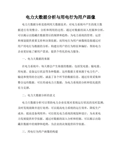 电力大数据分析与用电行为用户画像