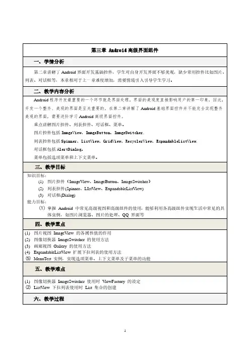Android高级界面组件学情分析