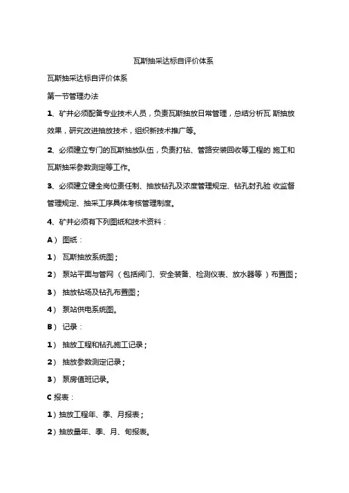 瓦斯抽采达标自评价体系