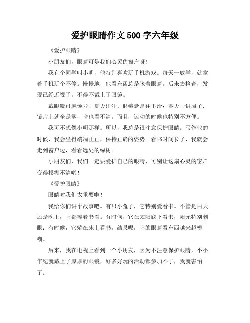 爱护眼睛作文500字六年级