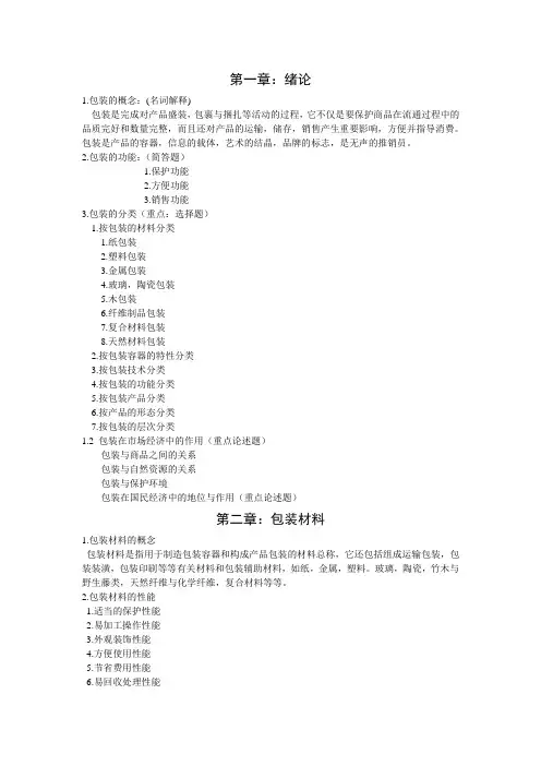 包装概论知识点