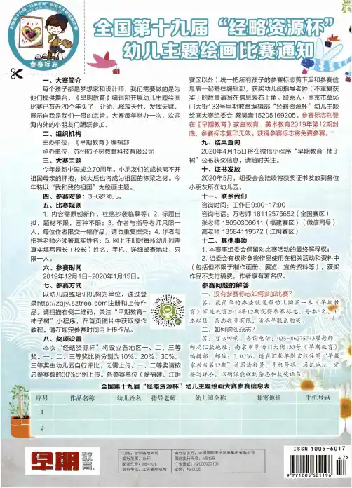 全国第十九届“经略资源杯”幼儿主题绘画比赛通知