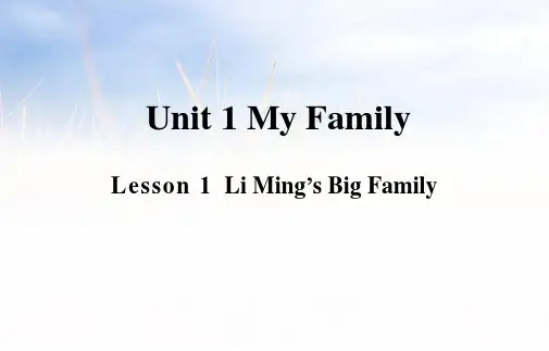 五年级上册英语课件-Lesson 1  Li Mings Big Family｜冀教版共21张PPT