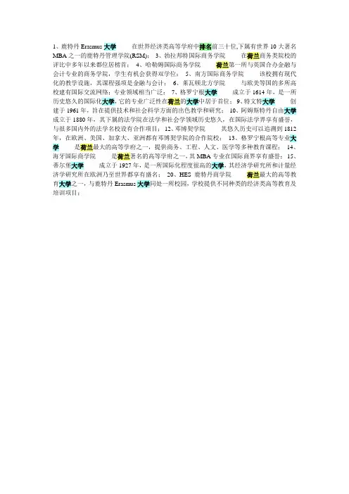 荷兰大学排名