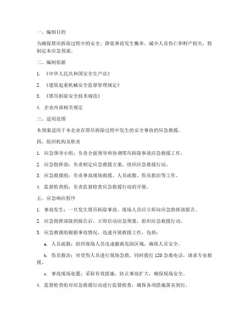 塔吊拆除的应急预案