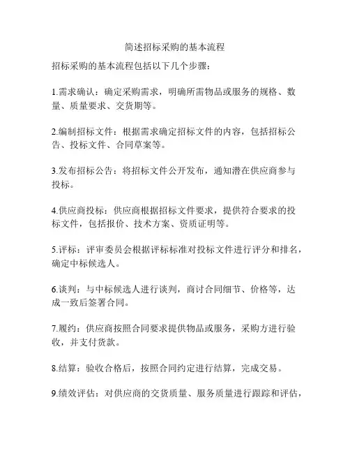 简述招标采购的基本流程