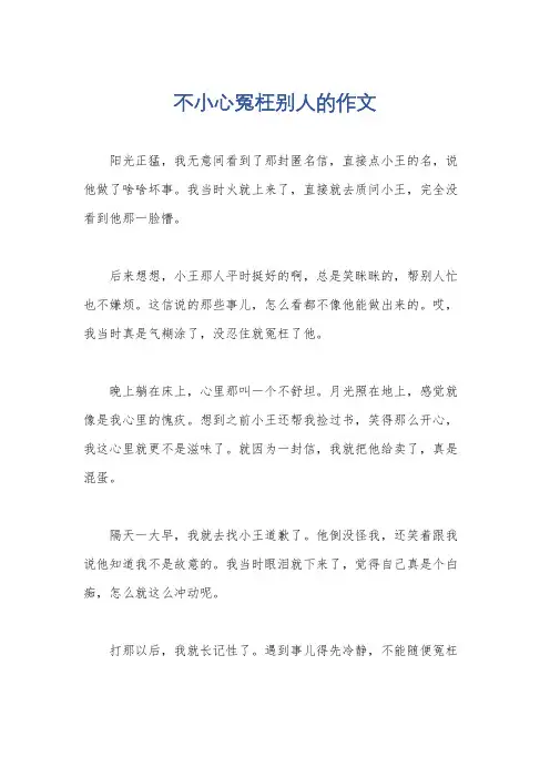 不小心冤枉别人的作文