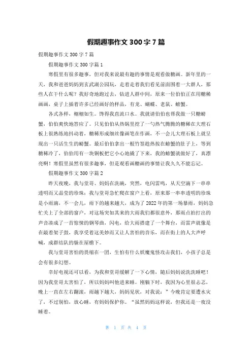 假期趣事作文300字7篇