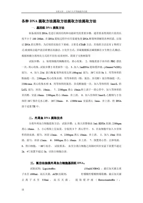各种DNA提取方法
