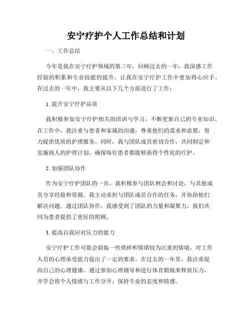 安宁疗护个人工作总结和计划