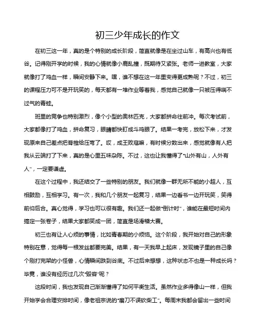 初三少年成长的作文