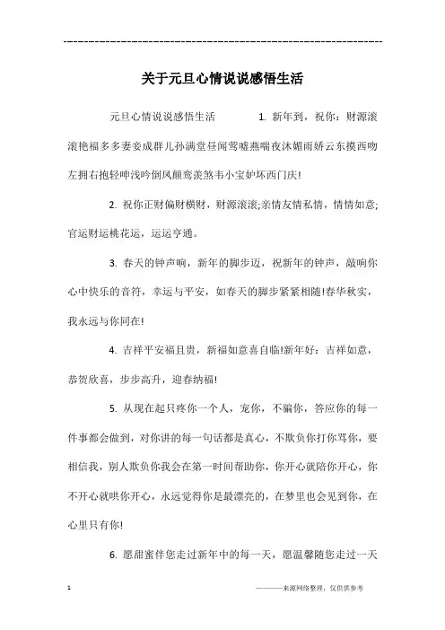 关于元旦心情说说感悟生活