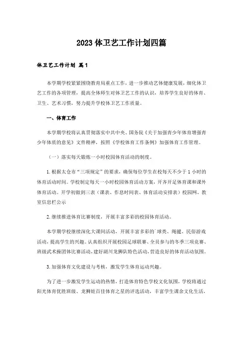 2023体卫艺工作计划四篇