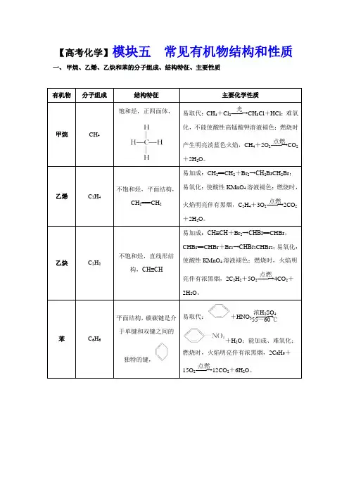【2020年高考化学】常见有机物结构和性质
