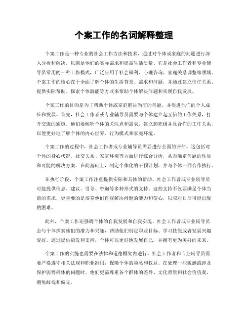 个案工作的名词解释整理