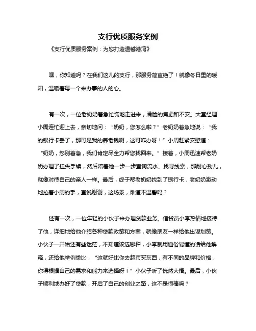 支行优质服务案例