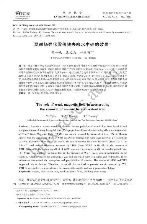 弱磁场强化零价铁去除水中砷的效果