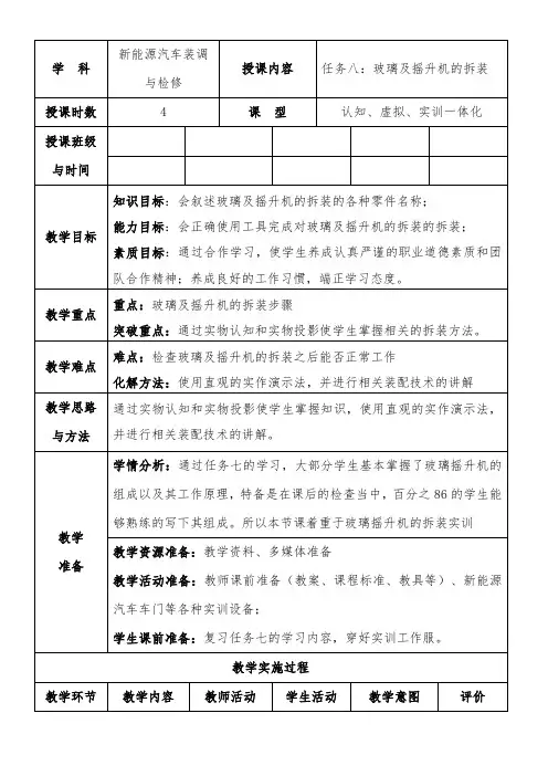  玻璃及摇升机的拆装