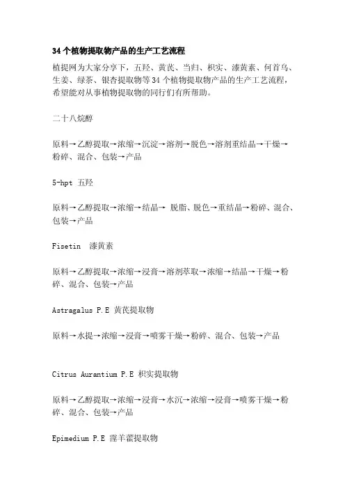 [讲解]34个植物提取物产品的生产工艺流程