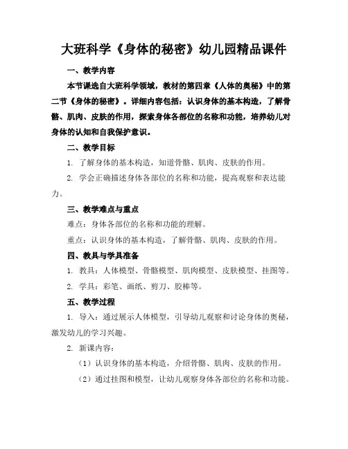 大班科学《身体的秘密》幼儿园精品课件