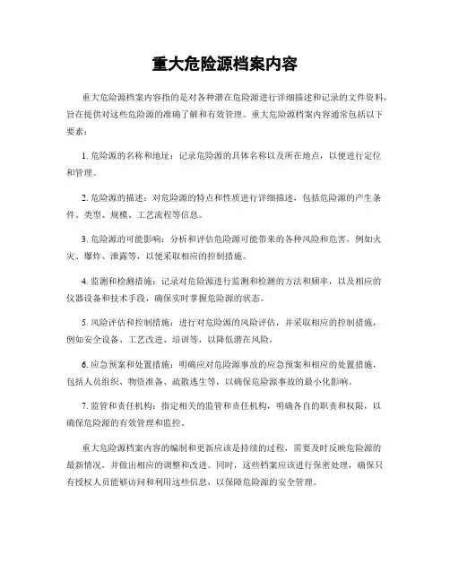 重大危险源档案内容