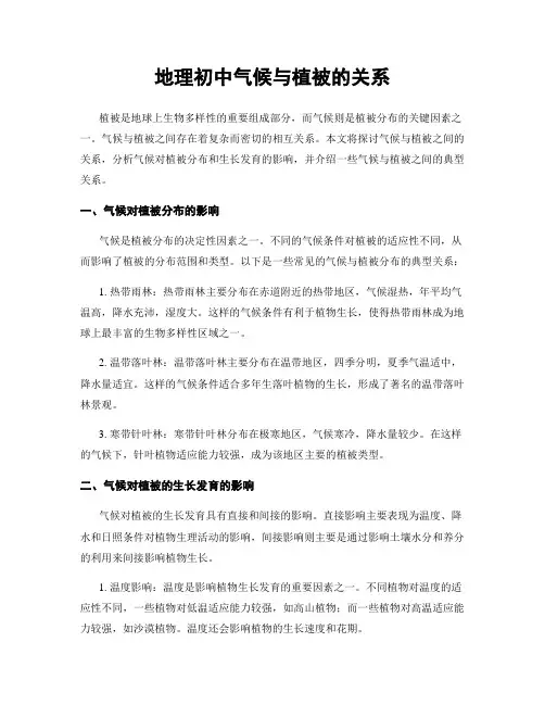 地理初中气候与植被的关系