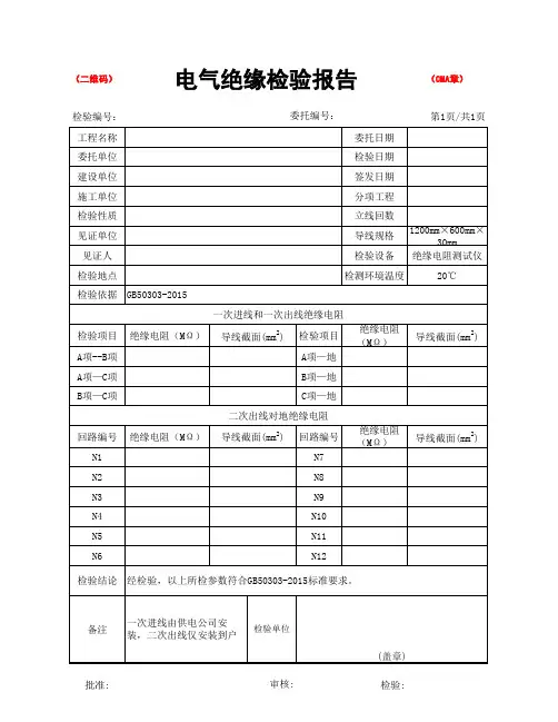0301电气绝缘检验报告