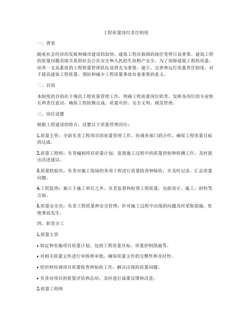工程质量岗位责任制度