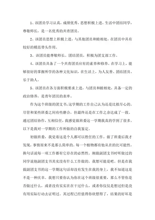 最新班级团支部评议意见3篇