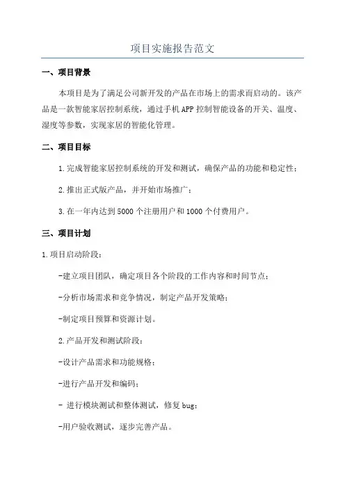 项目实施报告范文