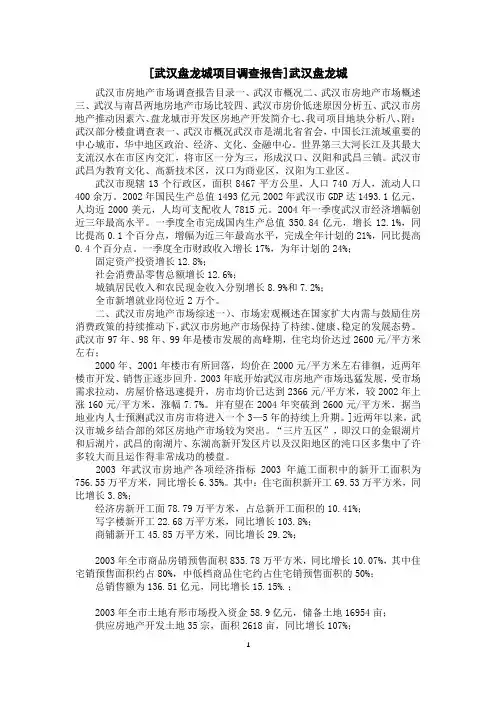 [武汉盘龙城项目调查报告]武汉盘龙城