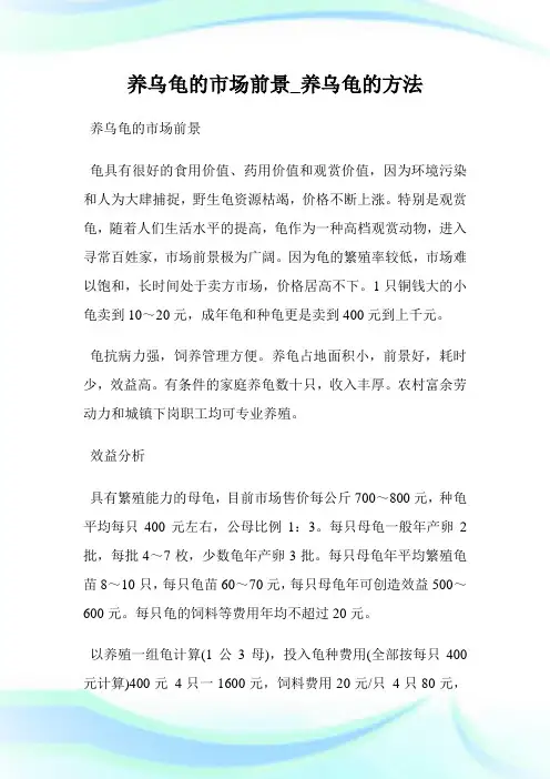 养乌龟的市场前景_养乌龟的方法.doc