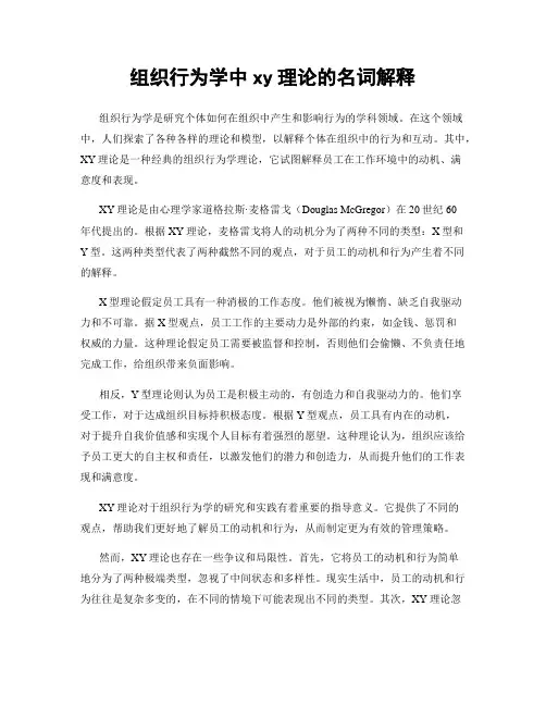 组织行为学中xy理论的名词解释