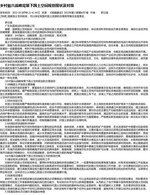 乡村振兴战略背景下国土空间规划现状及对策_1