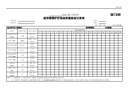 波形梁钢护栏现场质量检查记录表